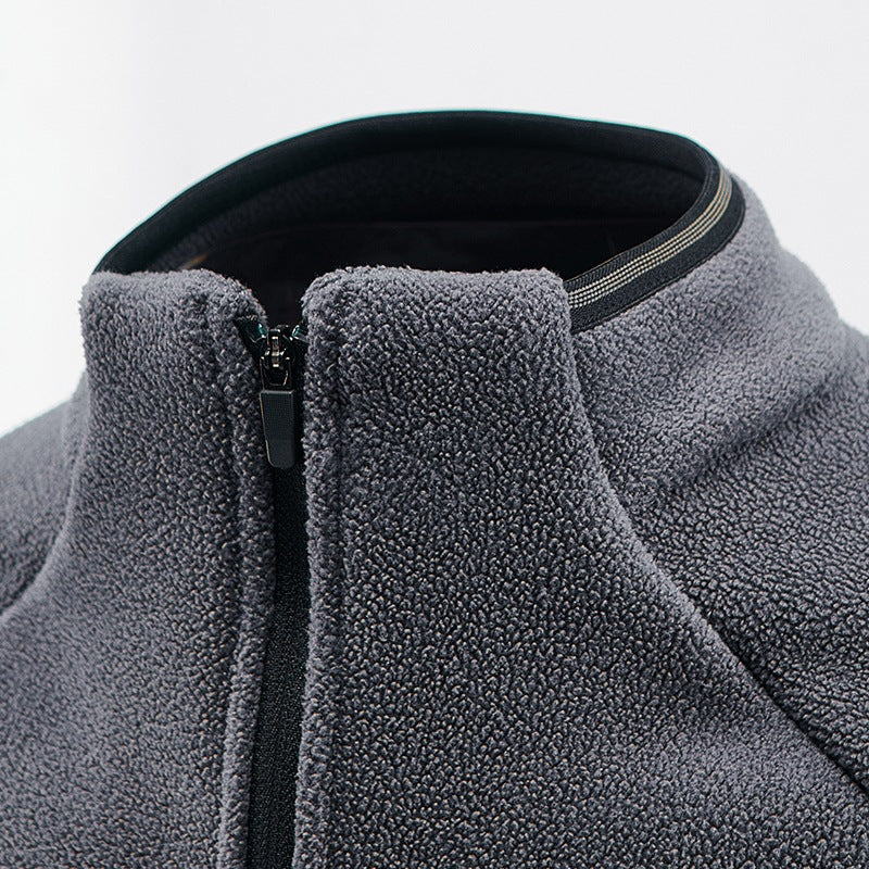 Herr Fleece Halv Dragkedja Pullover med Ståkrage och Andningsbar Thermofleece