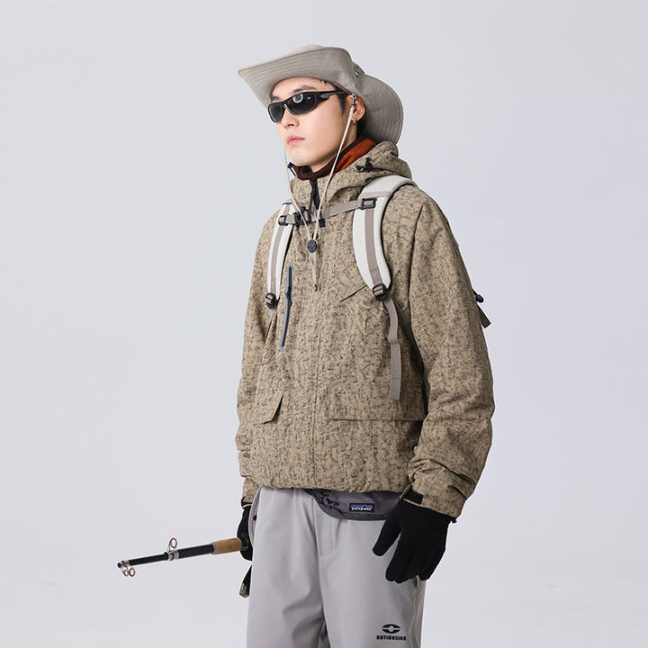 Herr Urban-Teknisk Fält Parkas med Hög Closing Krage, Angled Bröstficka och Dold Dragkedjor