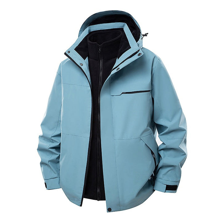Herr Two-Layer Funktionell Övergångsjacka med Avtagbar Fleece Inner Jacka, Huva &amp; Vattenavvisande Skal