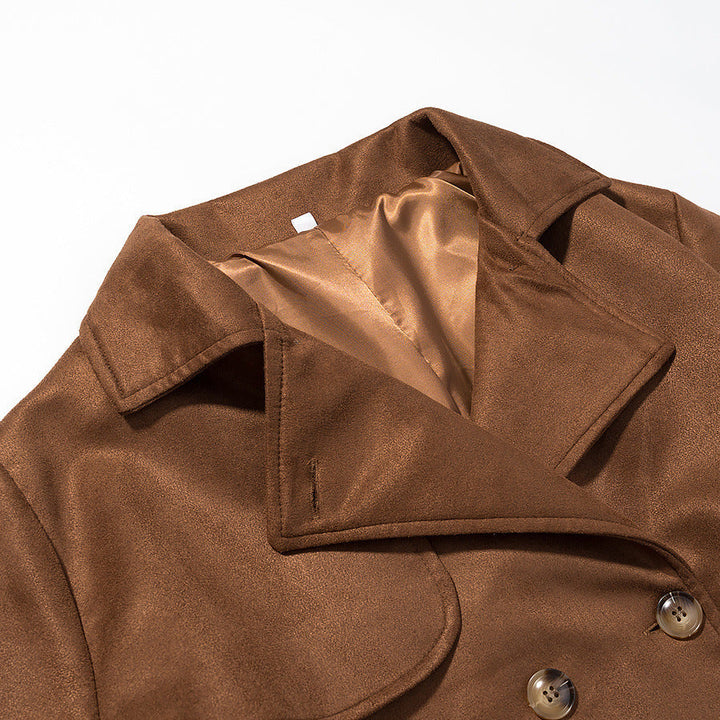 Dam lång kappa i trenchcoat stil med double-breasted tie bälte och sjalkrage