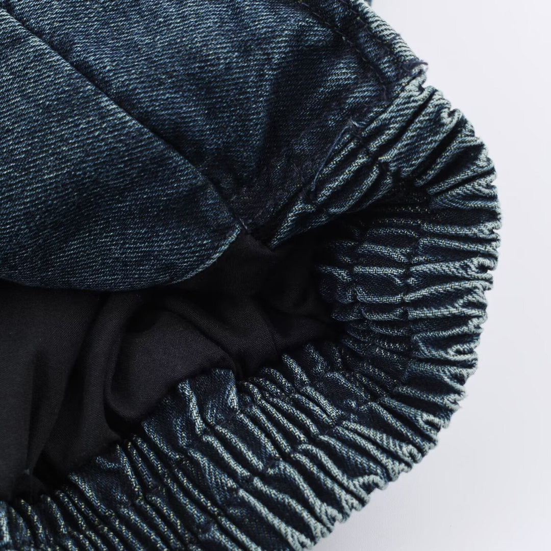 Dam oversize denimjacka med Voluminous Faux Fur krage och Elastic fåll