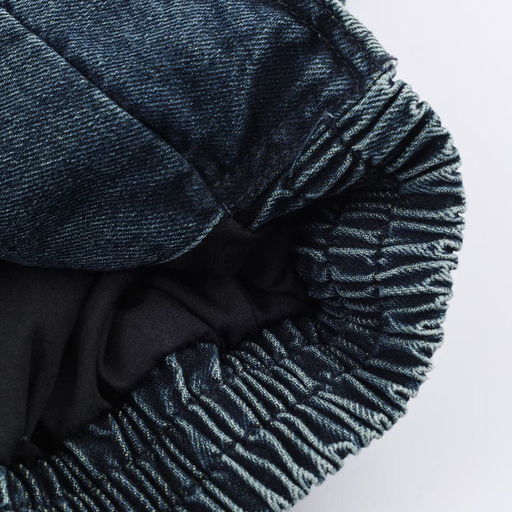 Dam oversize denimjacka med Voluminous Faux Fur krage och Elastic fåll