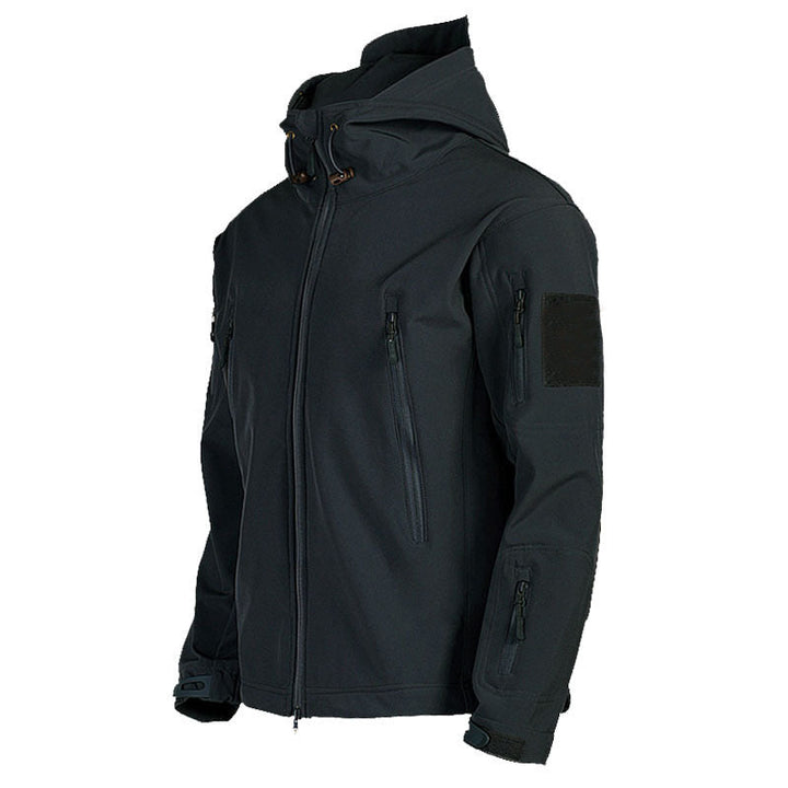 Herr Tactical Softshell Fältjacka med Huva, Multifunction Fickor och Velcro Patch Plats