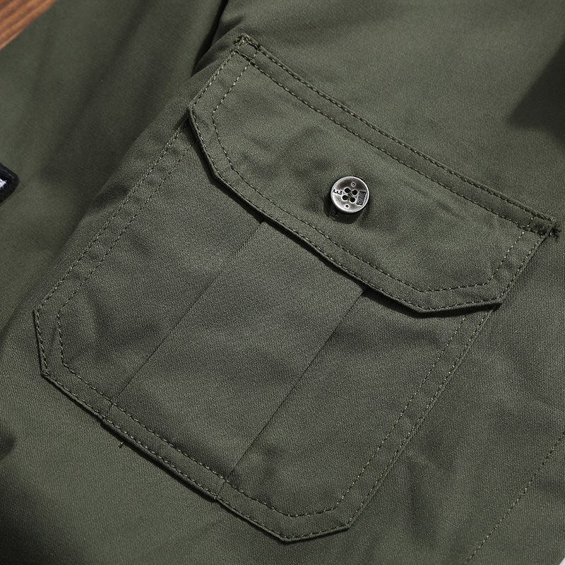 Herr Utility Skjortjacka med Bröstfickor, Axel Epaulettes, och Badge Applications