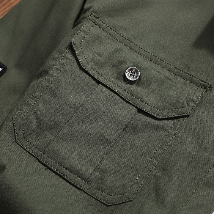 Herr Utility Skjortjacka med Bröstfickor, Axel Epaulettes, och Badge Applications