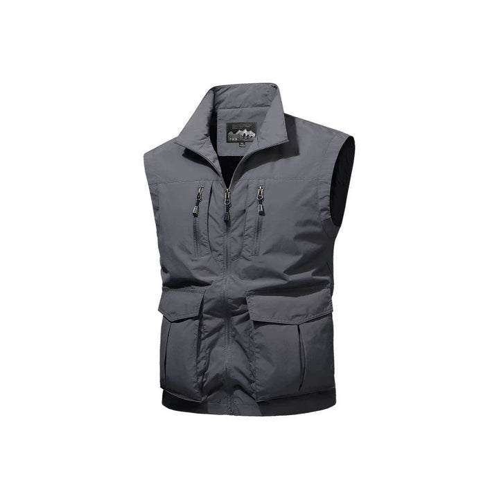 Herr Resor Performance Väst med Hög Krage, Vattenavvisande Microfiber och Flera Fickor