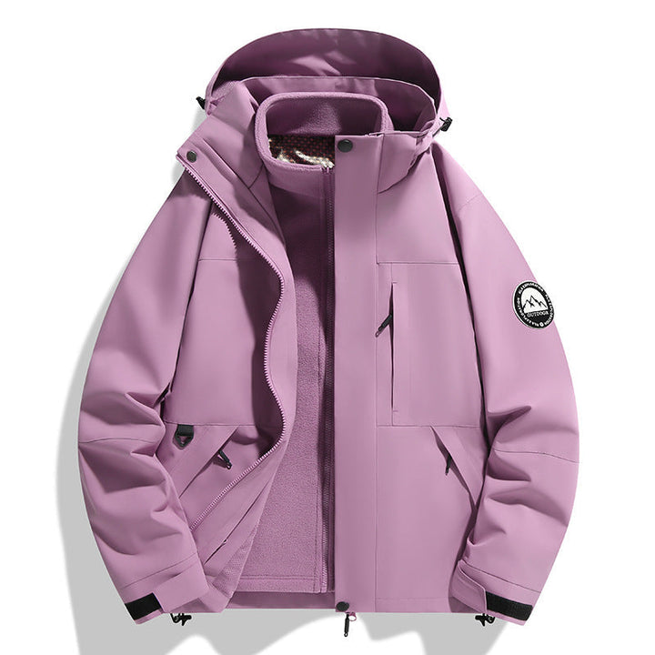 Dam två-layer softshell utomhusjacka med removable fleece inner jacka och huva