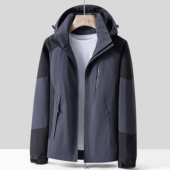 Unisex andningsbar softshell utomhusjacka in Colorblock design med justerbar huva och dold två-Way dragkedja