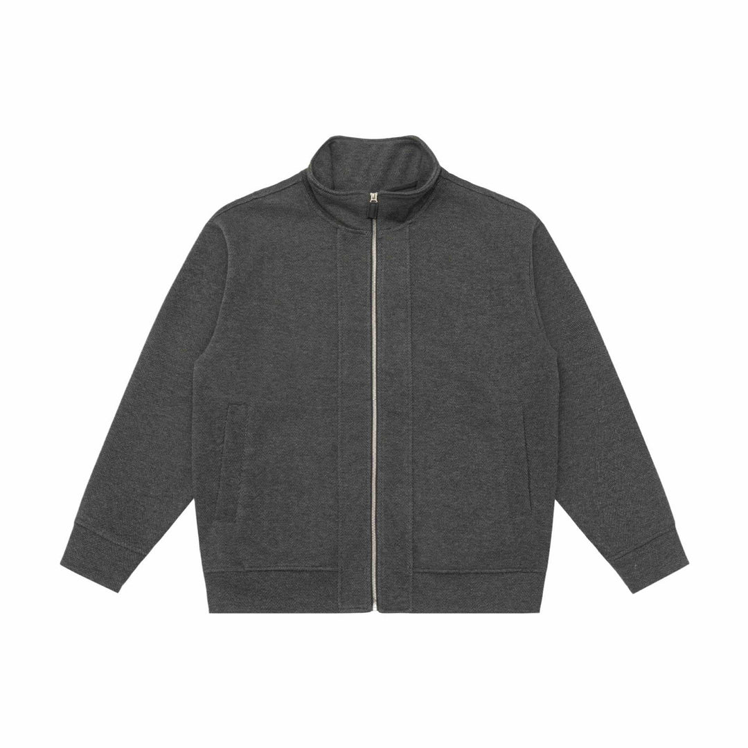 Unisex Lätt Ståkrage Jacka Gjord av Herringbone Structure med Hel Dragkedja