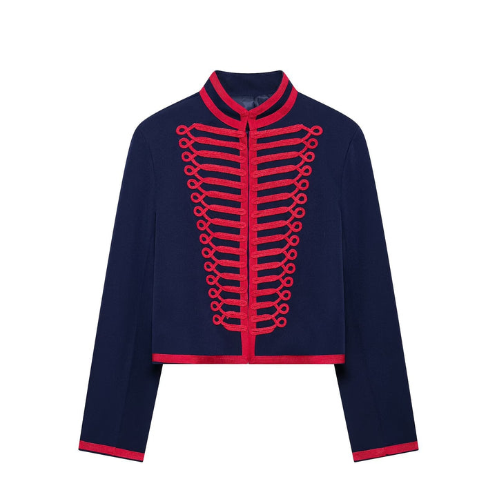Dam Kort Jacka i Hussar Stil med Dekorativ Cord Embellishment