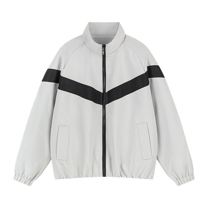 Unisex Lätt Training Jacka i Retro Sports Stil med V-Shaped Reflective Insert