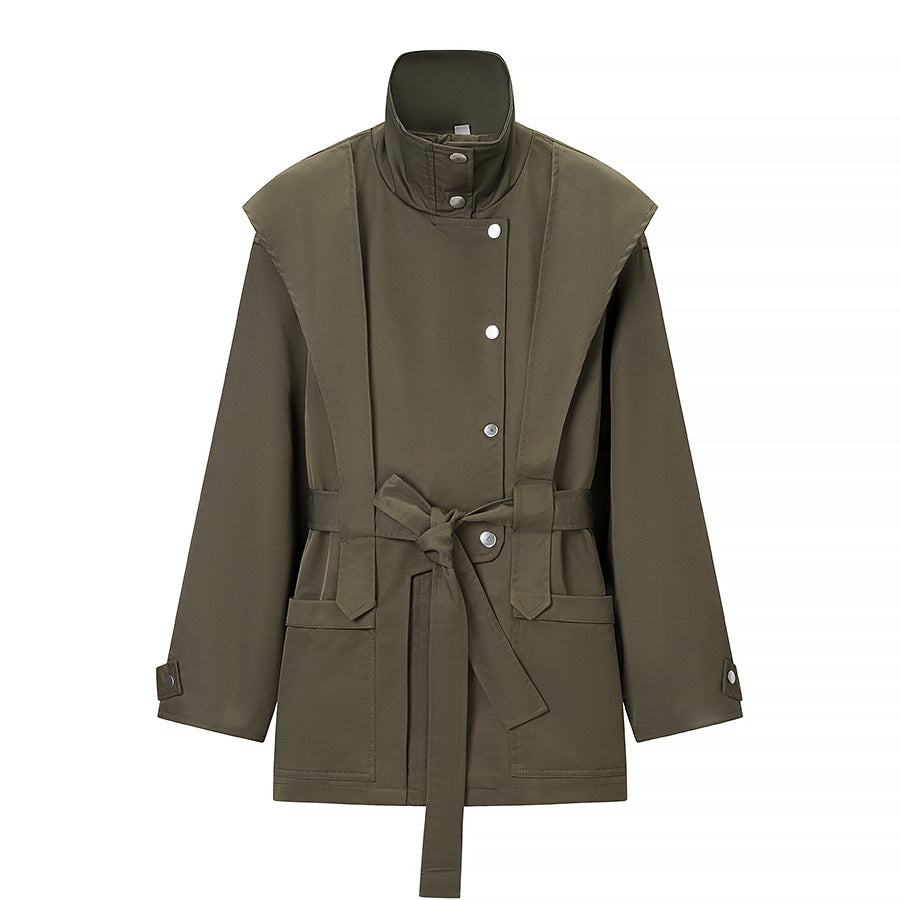 Dam skräddad Transition jacka med Stand krage, Shoulder Cape och bälte