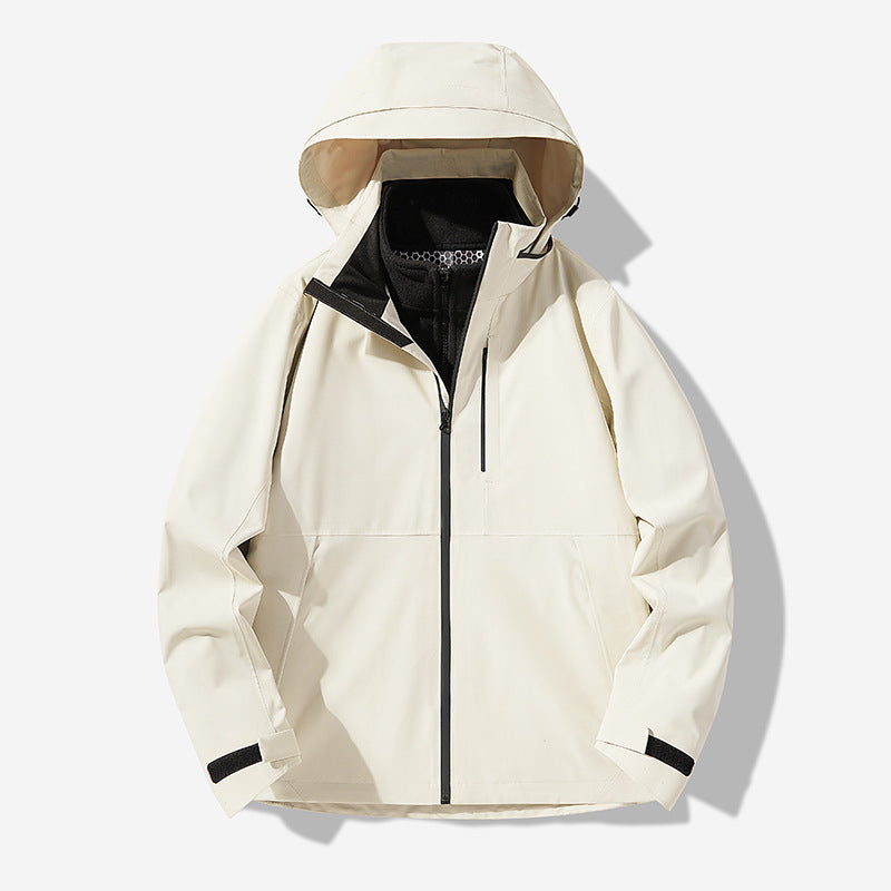 Herr Vattentät Technical Softshell Hybrid Jacka med Integrated Fleecefoder och Justerbar Huva