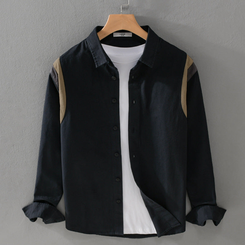 Herr Skjortjacka i Layered Look med Kontrast Axel Yoke