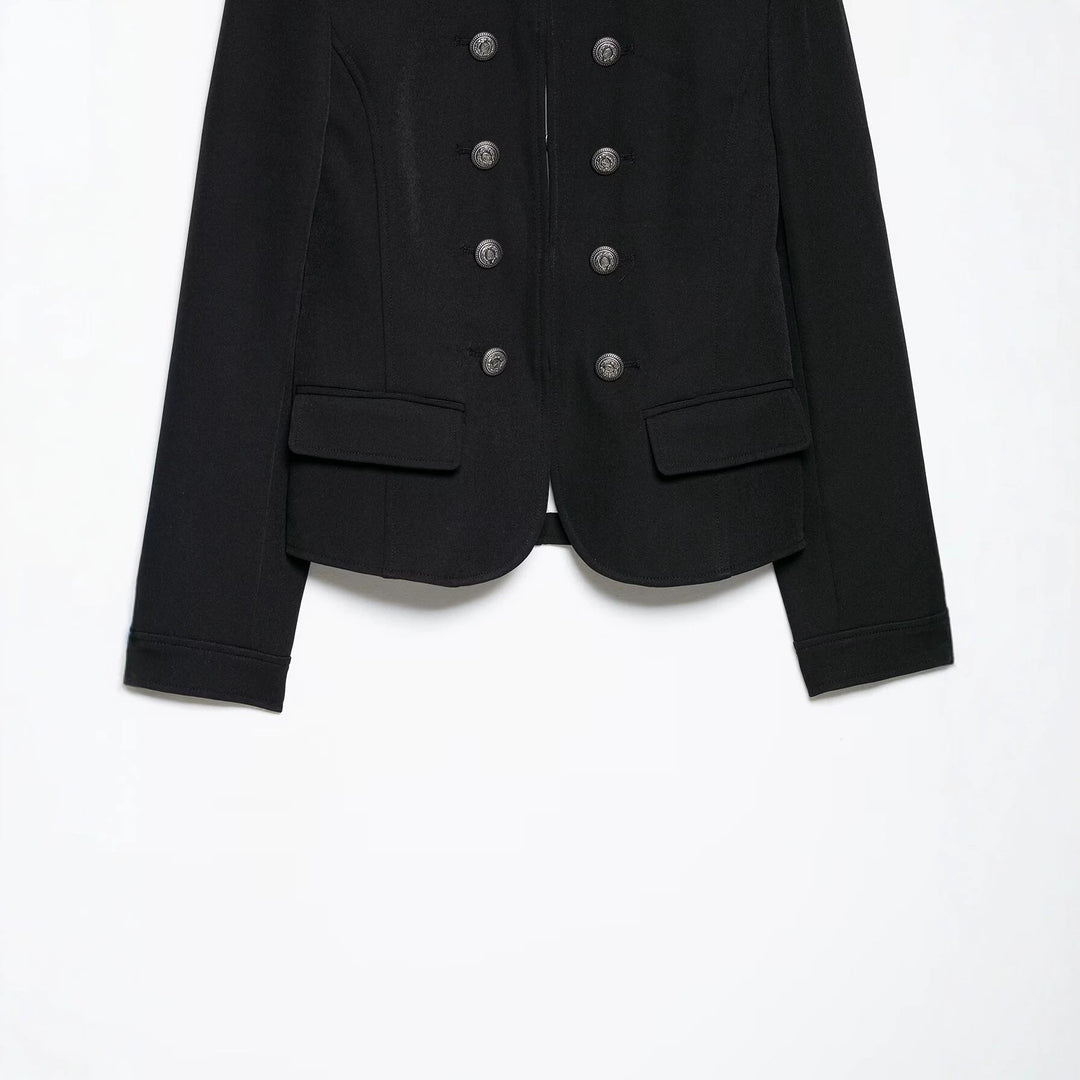 Dam Tailored Military Kort Jacka med Stå Krage och Double Row