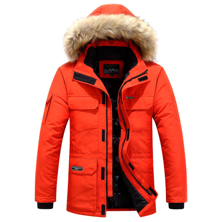 Herr Vadderad Parkas med Imitation Päls Huva, Vind och Vattenresistent Skal