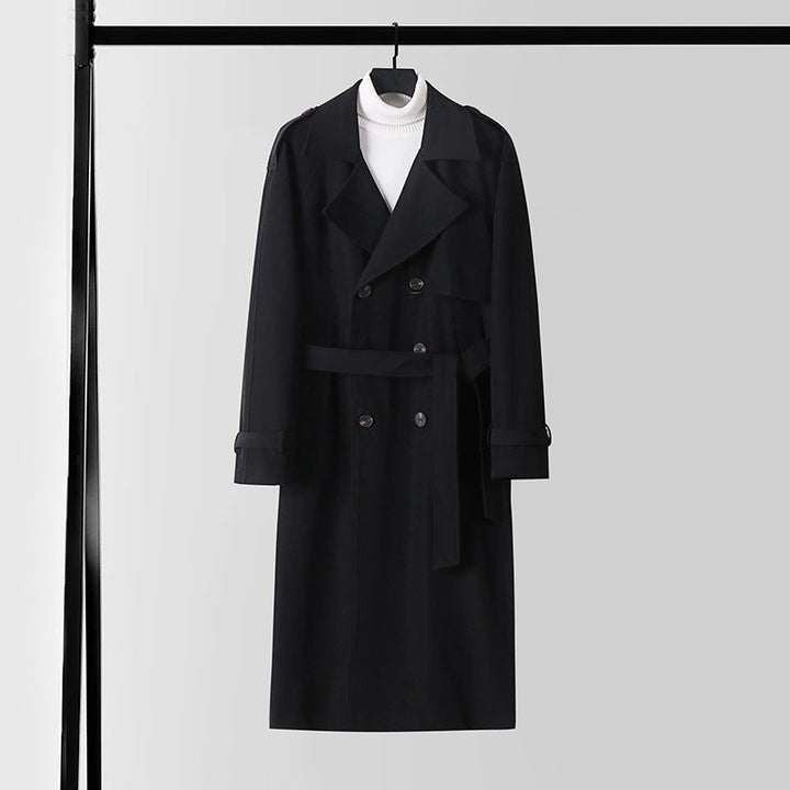 Dam elegant Maxi trenchcoat gjord ullblandning med vid shawl krage och knytband