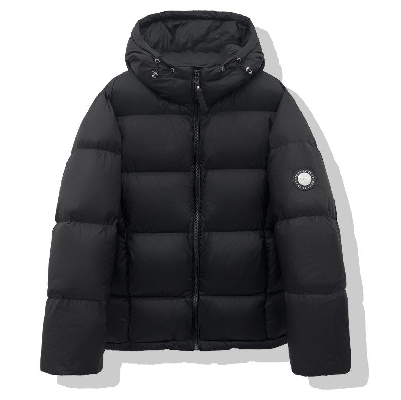 Dam kort vadderad jacka med XXL huva och square quiltning