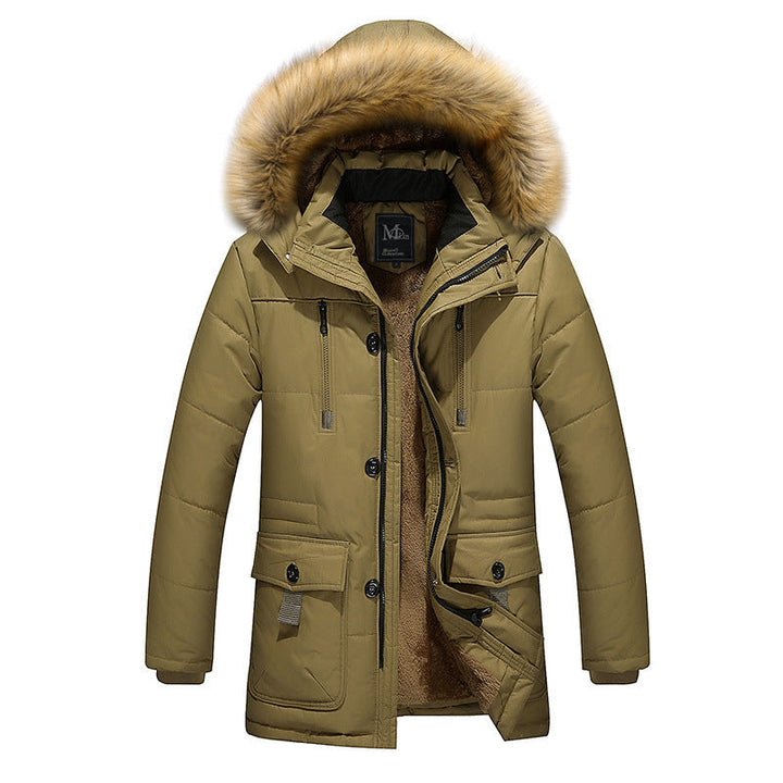 Herr Vattenavvisande Quiltad Parka med Huva, Faux Fur Trim och Teddy Fleecefoder