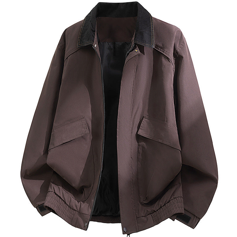 Herr oversize Funktion Blouson med Cord Krage, fickor med lock och elastisk fåll