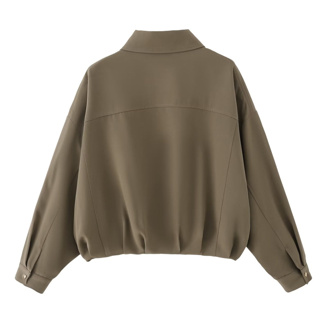 Dam Oversized Utility Jacka med Lockfickor, Drop Axel och Elastic Fåll