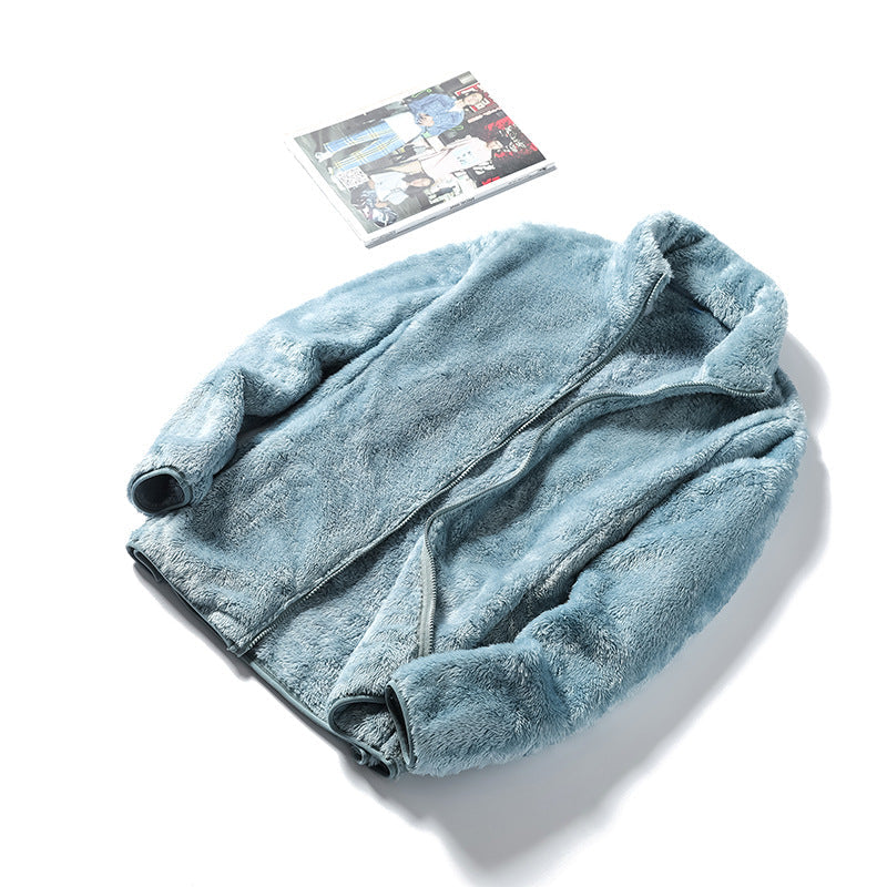 Dam Cozy teddy fleecejacka in oversize stil med ståkrage och dragkedja