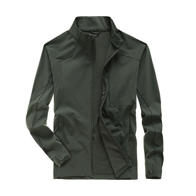 Herr Teknisk Softshell Jacka med Hög Ståkrage, Andningsbar Membran &amp; Minimalistisk Dragkedja Fickor