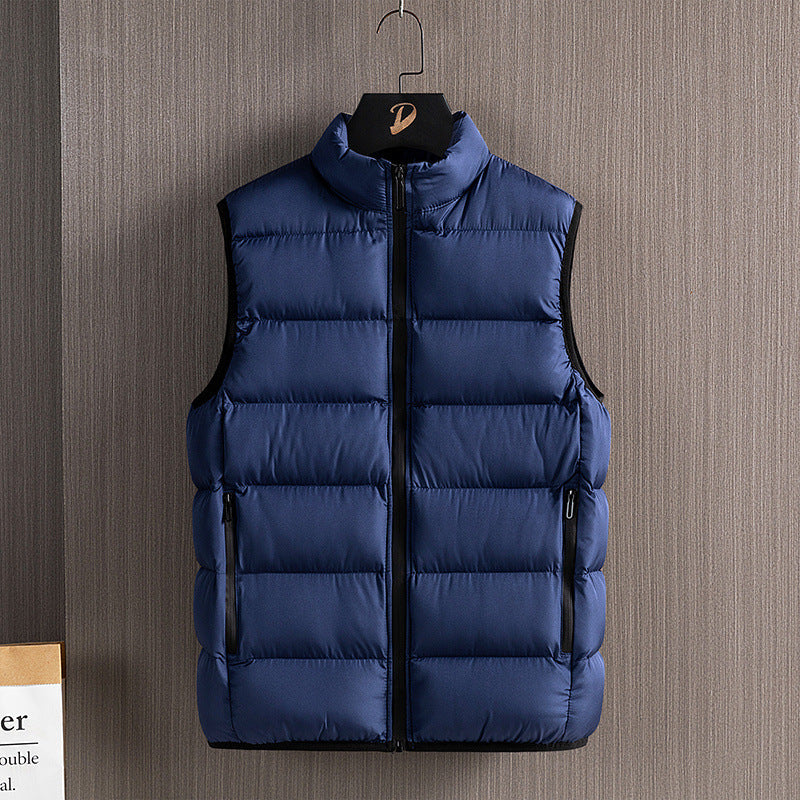 Herr Slim-Fit Ultra-Light Quiltad Termisk Väst med Hög Krage och Vattenavvisande Dragkedjor