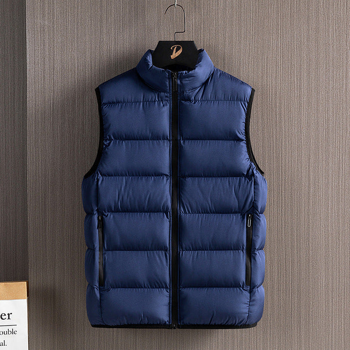 Herr Slim-Fit Ultra-Light Quiltad Termisk Väst med Hög Krage och Vattenavvisande Dragkedjor