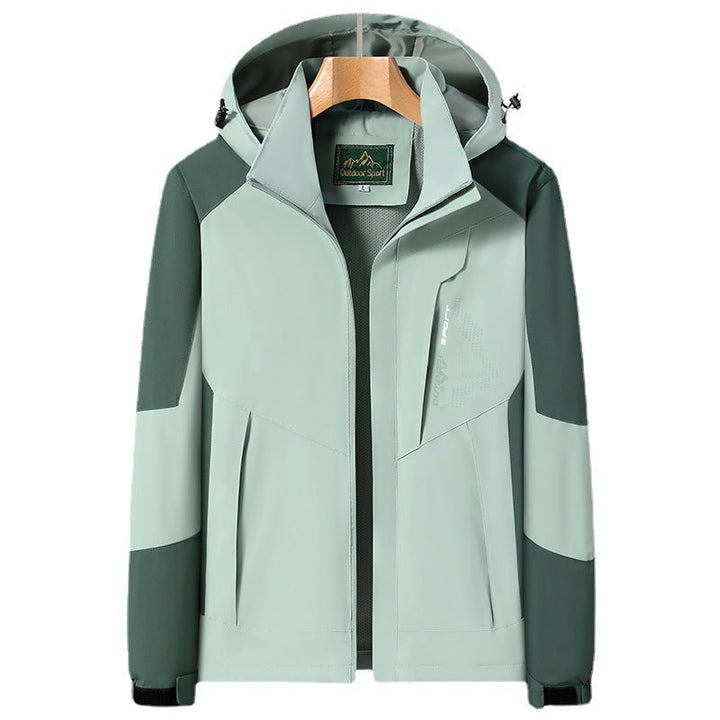 Dam softshell Trekking jacka med andningsbar membrane, justerbar huva och colorblock design