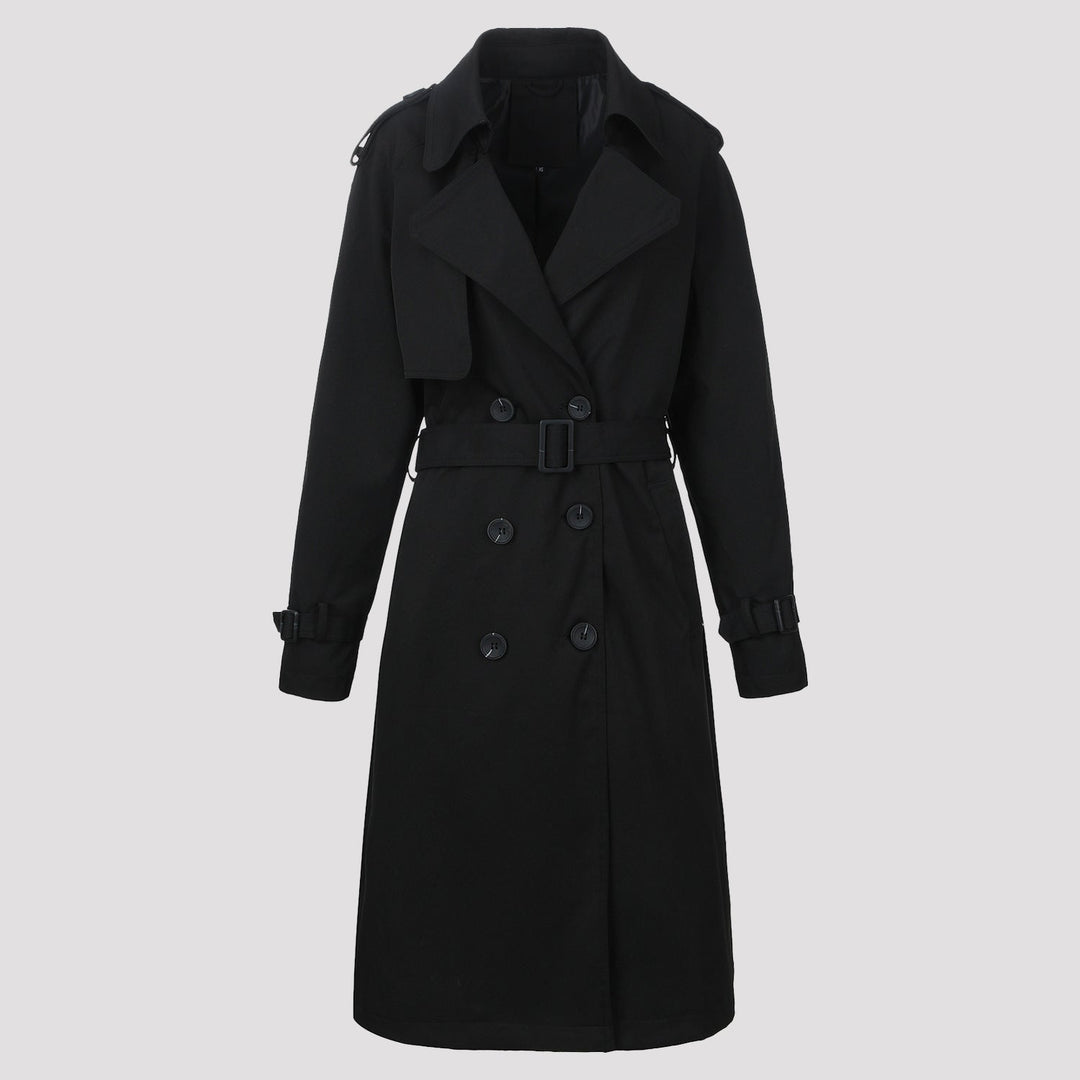 Dam klassisk Double-Breasted trenchcoat med bälte och Epaulettes