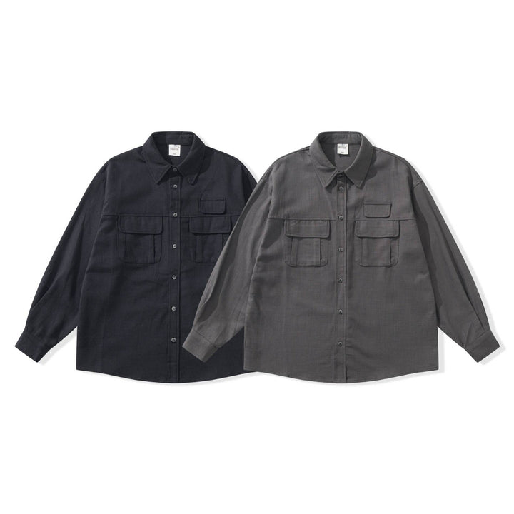 Herr funktion overshirt med large fickor med lock och boxig skärning