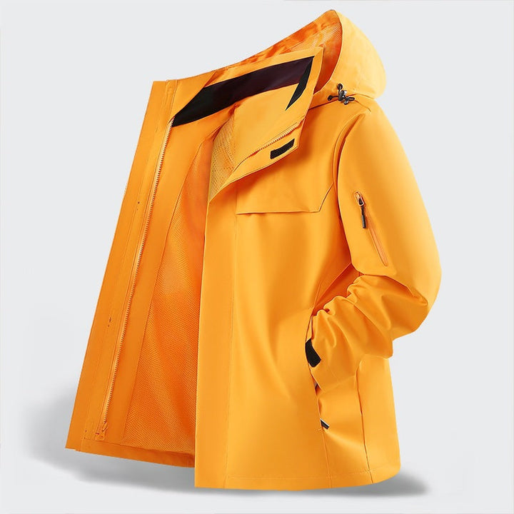 Herr Lätt Water-Repellent med Huva Softshell Övergångsjacka med Mesh Foder &amp; Utility Fickor