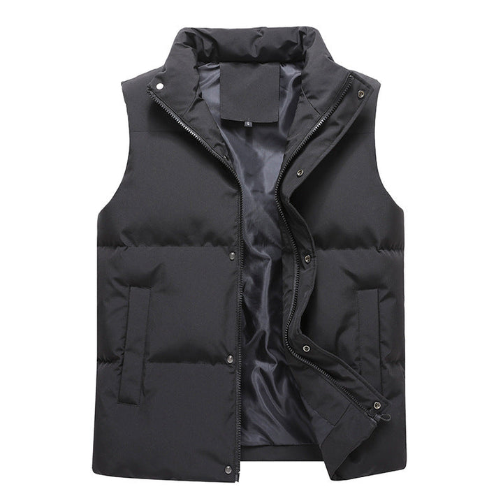 Herr Sleeveless Quiltad Termisk Väst med Stående Krage och Tvåvägsdragkedja