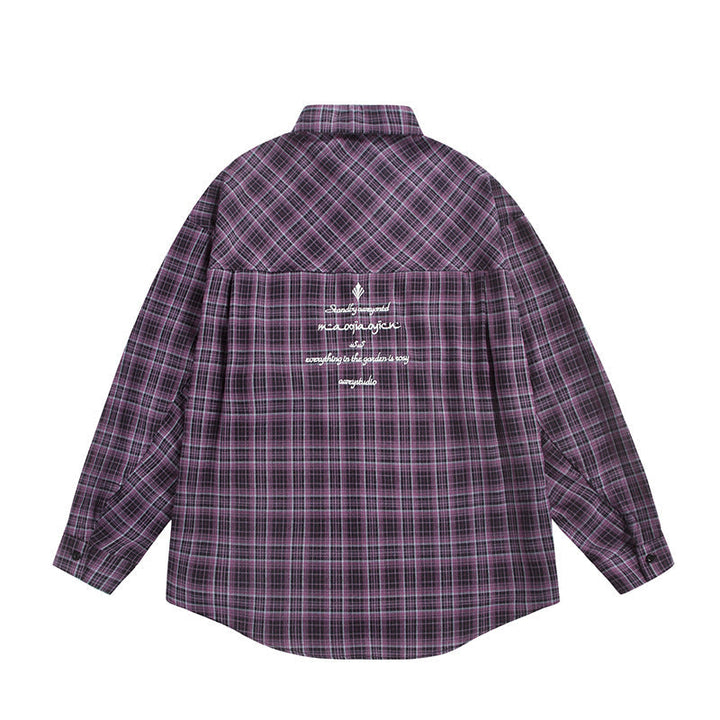 Unisex Check Skjorta Jacka i Boxig Skärning med Stor Bröst Lockfickor och Extended Fåll