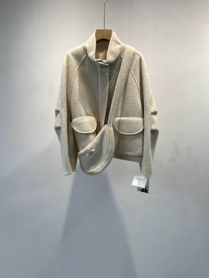 Dam bekväm oversized jacka i ullblandning