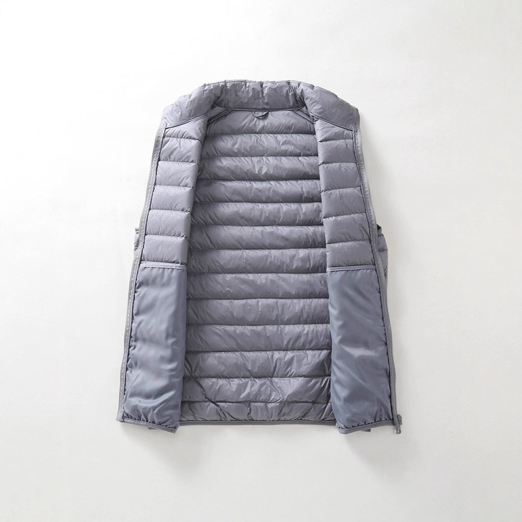 Unisex Lätt Quiltad Väst med Stå Krage och Dragkedja