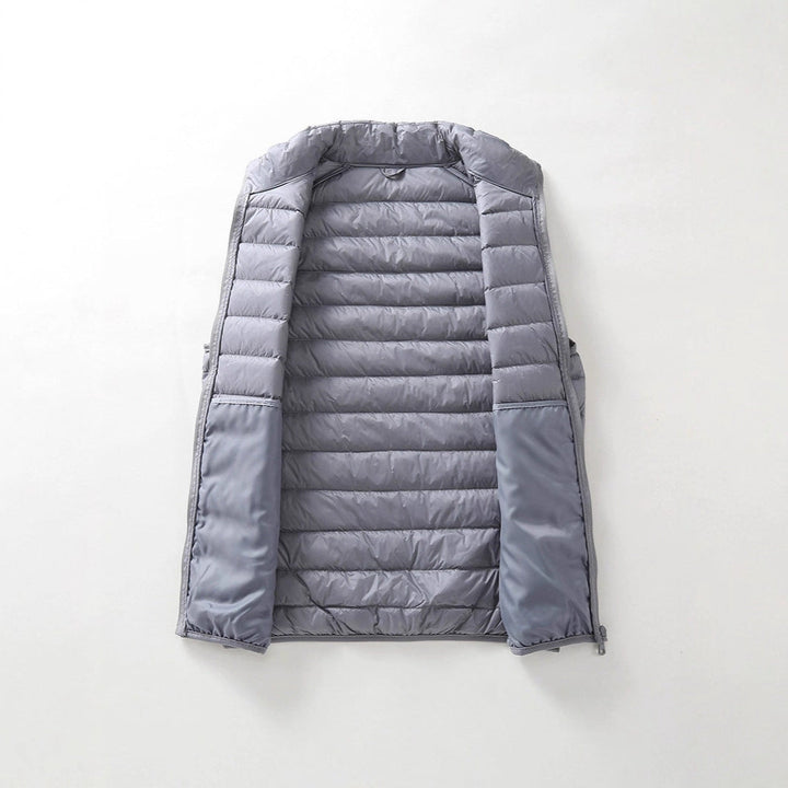 Unisex Lätt Quiltad Väst med Stå Krage och Dragkedja