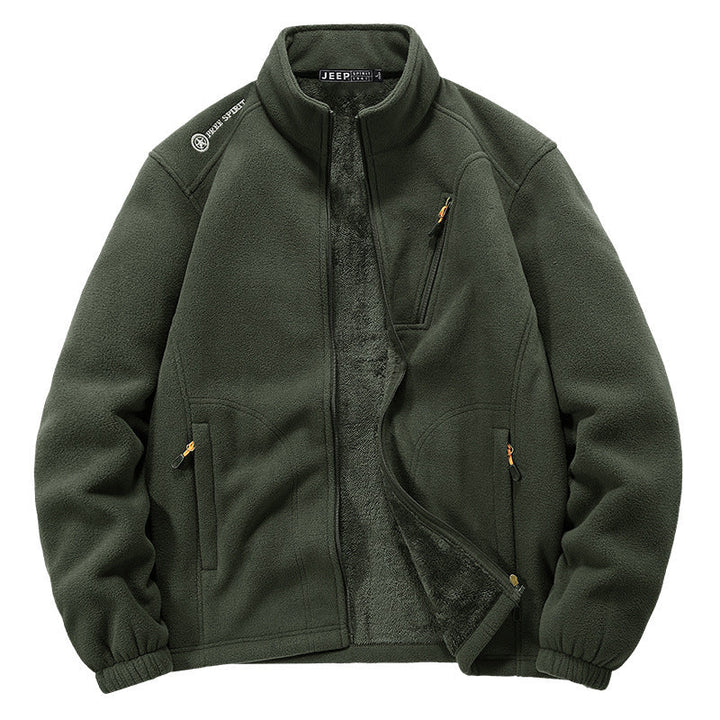 Herr Termisk Fleece Jacka med Sherpa Foder, Stående Krage och Zippered Fickor