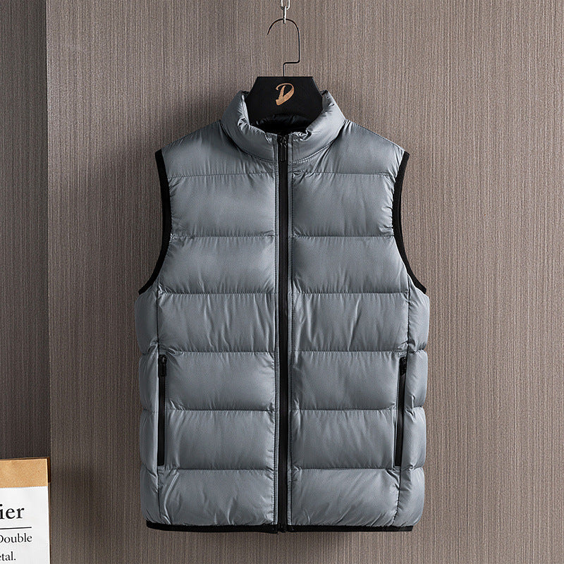 Herr Slim-Fit Ultra-Light Quiltad Termisk Väst med Hög Krage och Vattenavvisande Dragkedjor