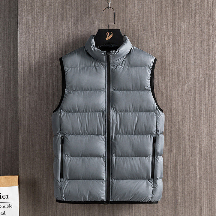 Herr Slim-Fit Ultra-Light Quiltad Termisk Väst med Hög Krage och Vattenavvisande Dragkedjor