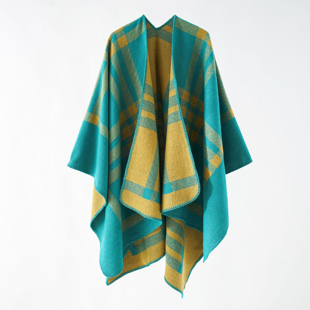 Dam oversized Web poncho i Boxy kimono skärning med Geometric Check Structure