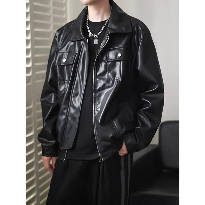 Herr Kort Cropped oversize fuskläder funktionsjacka med Bröst locks och hel dragkedja