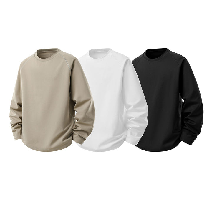 Herr Oversized Lång Ärm College-Tröja med Raglanärmar och Rounded Fåll