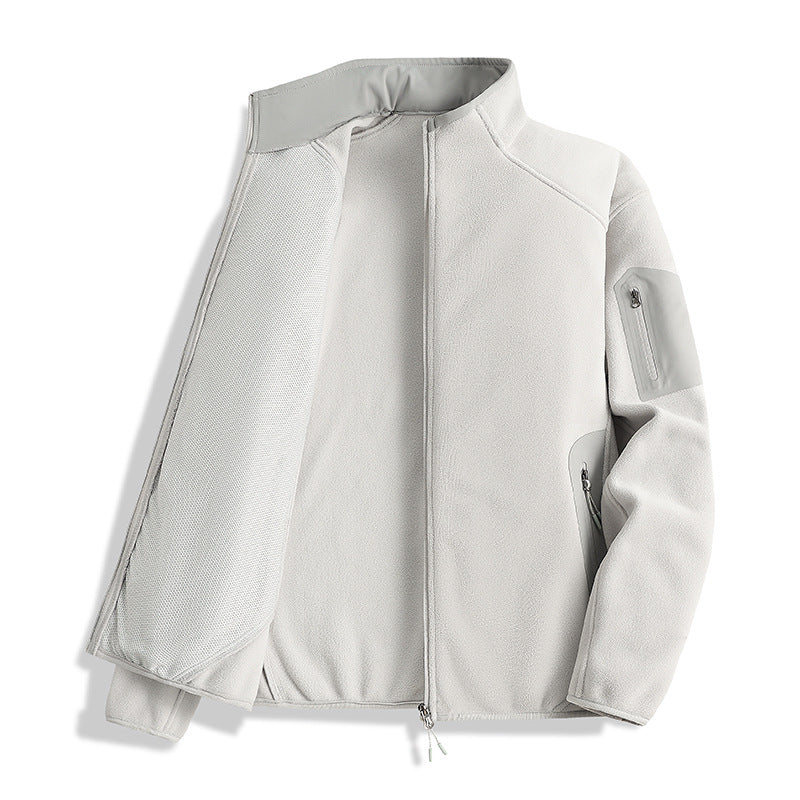 Herr Fleece Jacka med Stående Krage och Softshell Inserts