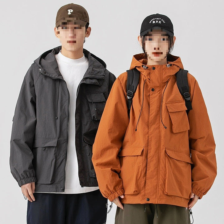 Dam Oversize Utility Övergångsjacka med Huva, Multiple Fickor &amp; Drawstring
