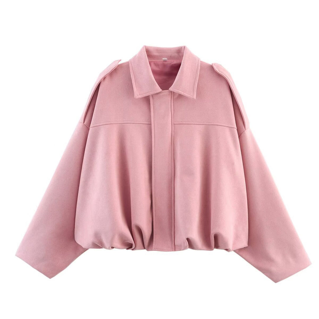 Dam kort Boxy jacka in oversize mocka look med Balloon fåll
