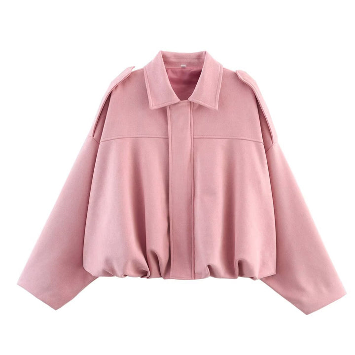 Dam kort Boxy jacka in oversize mocka look med Balloon fåll