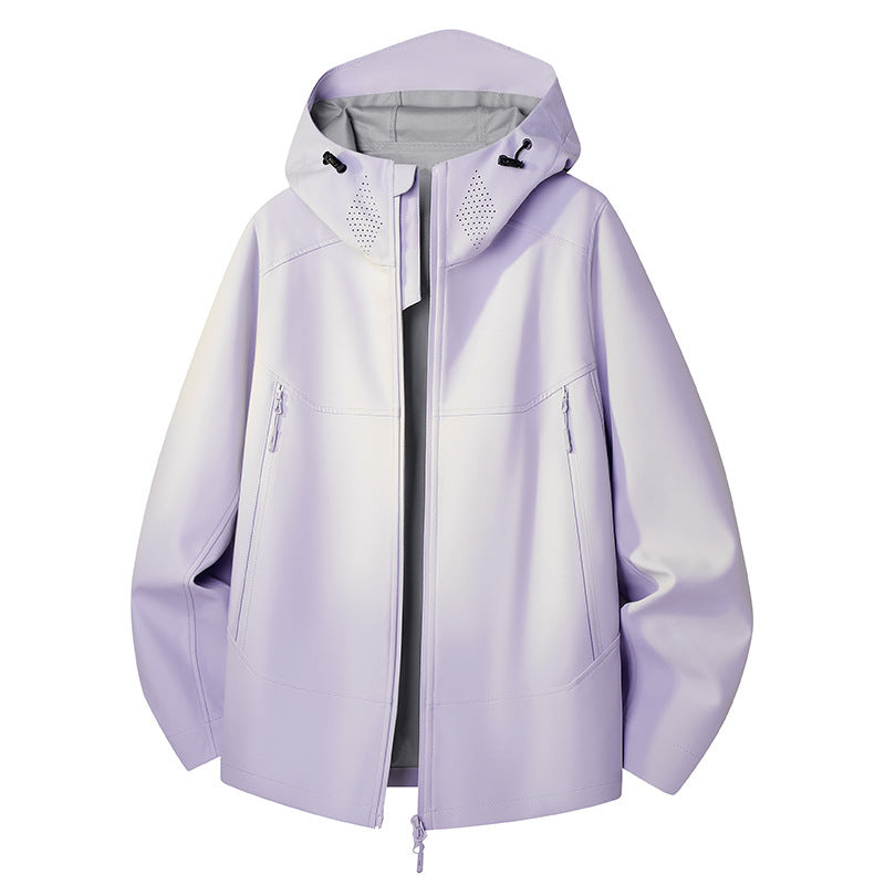 Dam vattentät softshell utomhusjacka med minimalistisk silhuett och Ventilation Perforation at den krage