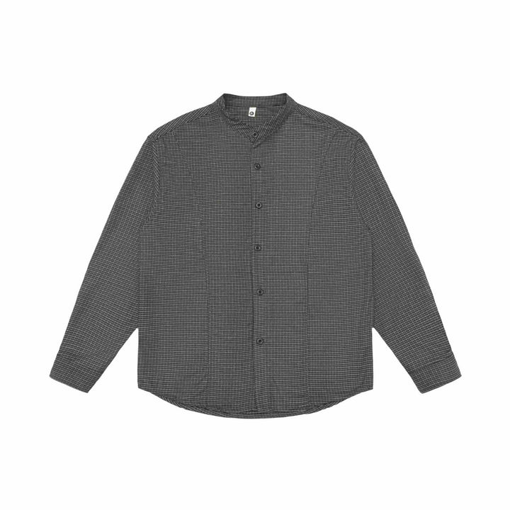 Unisex Oversized Skjorta Jacka med Ståkrage, Glen Rutigt Mönster och Rounded Fåll